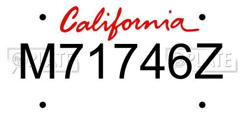 M71746Z California License Plate