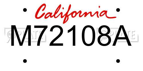 M72108A California License Plate
