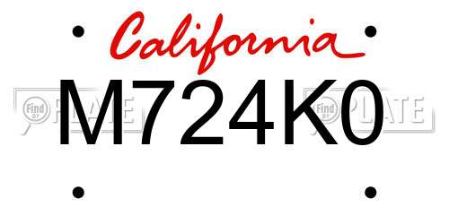 M724K0 California License Plate