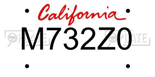 M732Z0 California License Plate