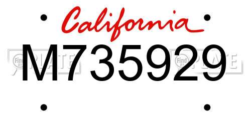 M735929 California License Plate