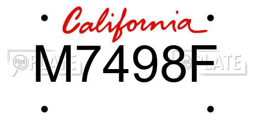 M7498F California License Plate