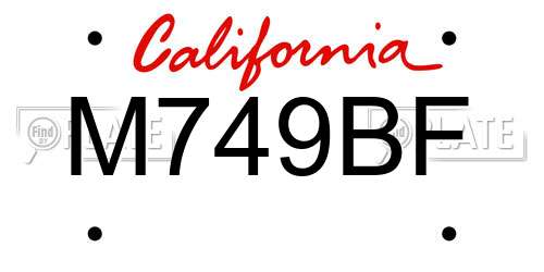 M749BF California License Plate