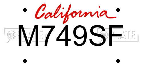 M749SF California License Plate
