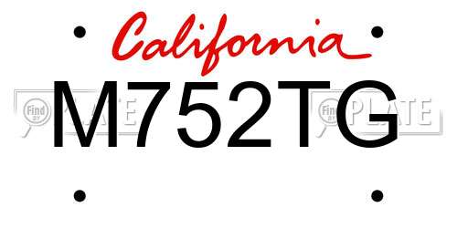 M752TG California License Plate