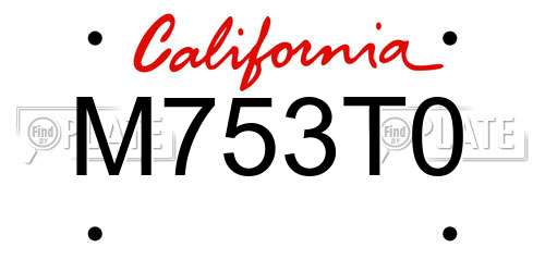 M753T0 California License Plate