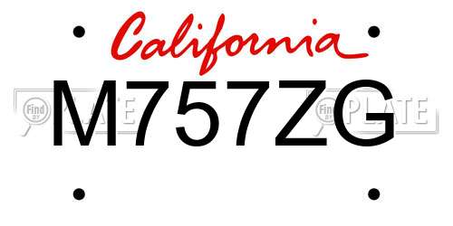 M757ZG California License Plate