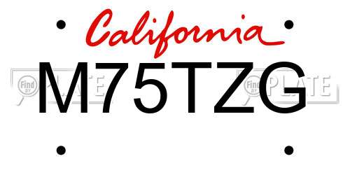 M75TZG California License Plate