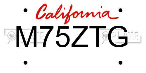 M75ZTG California License Plate