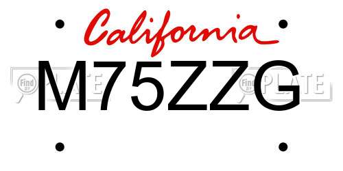 M75ZZG California License Plate