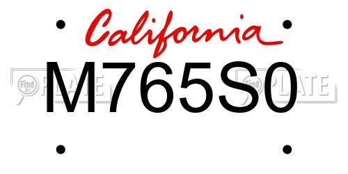 M765S0 California License Plate