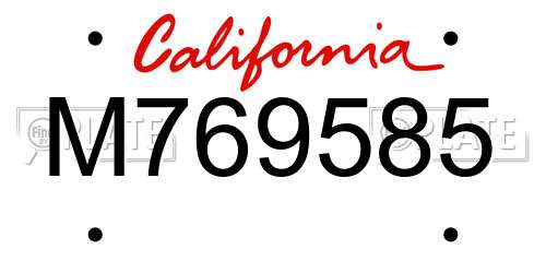 M769585 California License Plate