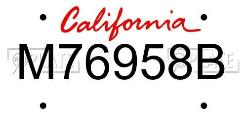 M76958B California License Plate