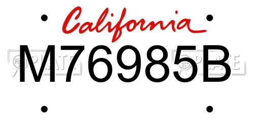 M76985B California License Plate