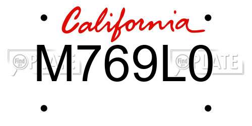 M769L0 California License Plate