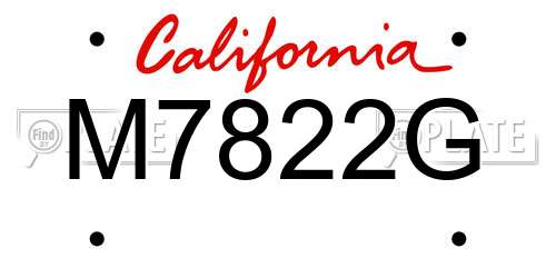 M7822G California License Plate