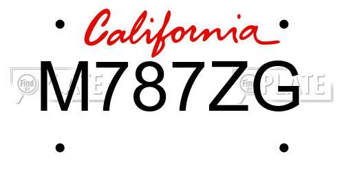 M787ZG California License Plate
