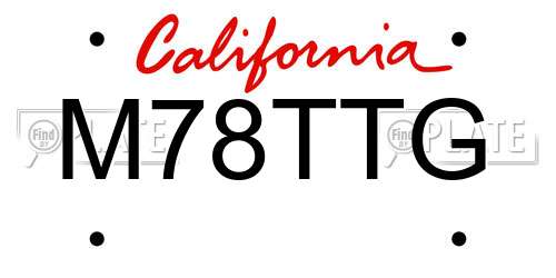 M78TTG California License Plate