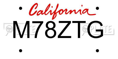 M78ZTG California License Plate