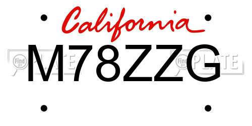 M78ZZG California License Plate