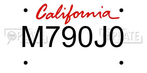 M790J0 California License Plate