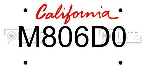 M806D0 California License Plate