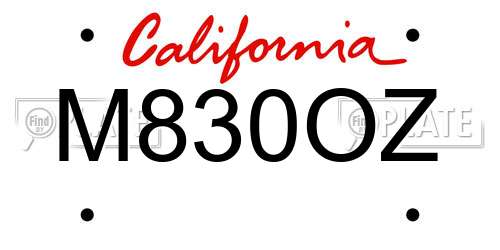 M830OZ California License Plate