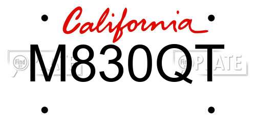 M830QT California License Plate