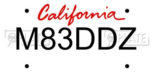 M83DDZ California License Plate
