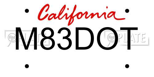 M83DOT California License Plate