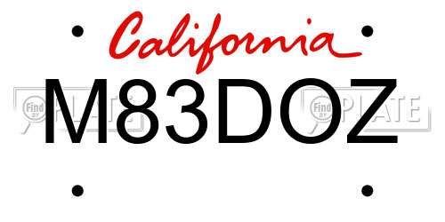 M83DOZ California License Plate