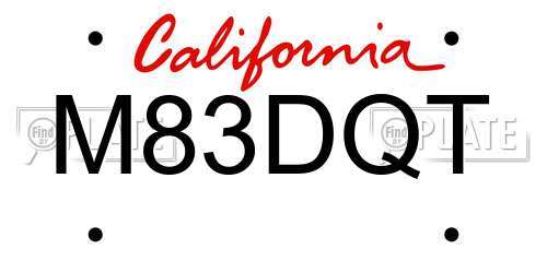 M83DQT California License Plate