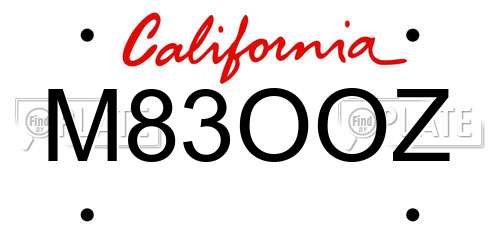 M83OOZ California License Plate