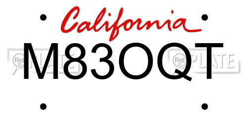 M83OQT California License Plate
