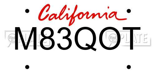 M83QOT California License Plate