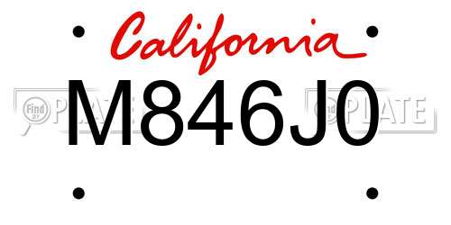 M846J0 California License Plate