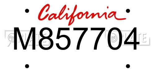 M857704 California License Plate