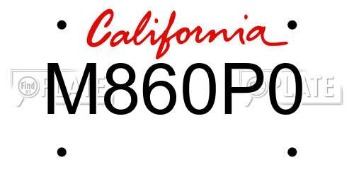 M860P0 California License Plate
