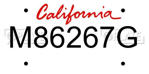 M86267G California License Plate