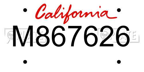 M867626 California License Plate