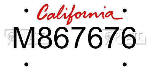 M867676 California License Plate