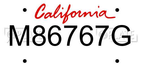 M86767G California License Plate