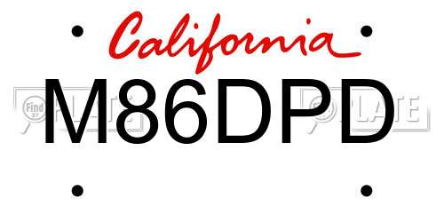 M86DPD California License Plate