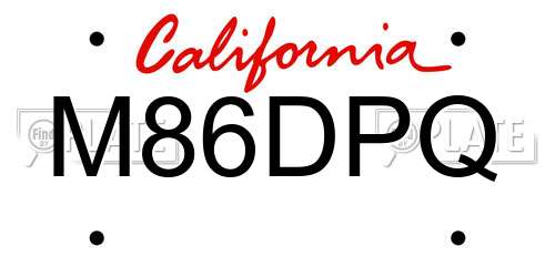 M86DPQ California License Plate