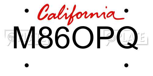 M86OPQ California License Plate
