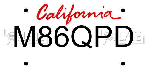 M86QPD California License Plate