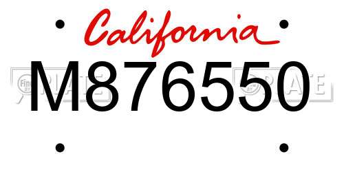 M876550 California License Plate