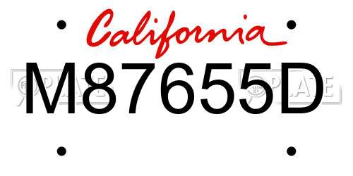 M87655D California License Plate