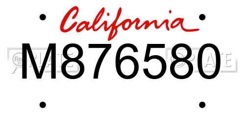 M876580 California License Plate