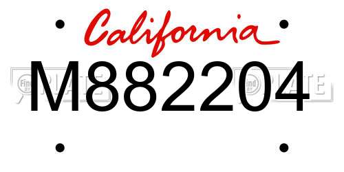 M882204 California License Plate